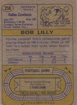 1974 Topps #250 Bob Lilly Back