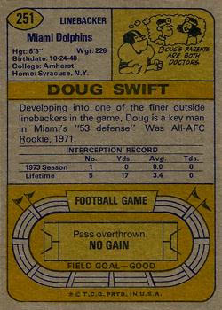 1974 Topps #251 Doug Swift Back