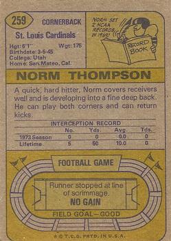 1974 Topps #259 Norm Thompson Back