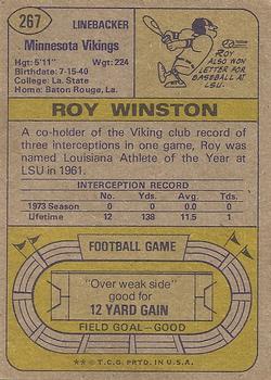 1974 Topps #267 Roy Winston Back
