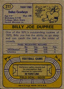1974 Topps #277 Billy Joe DuPree Back
