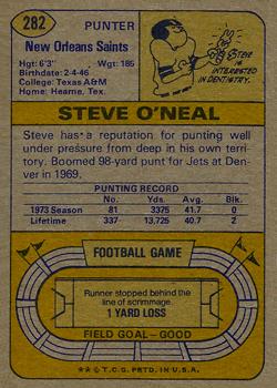 1974 Topps #282 Steve O'Neal Back