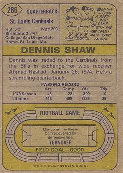 1974 Topps #286 Dennis Shaw Back