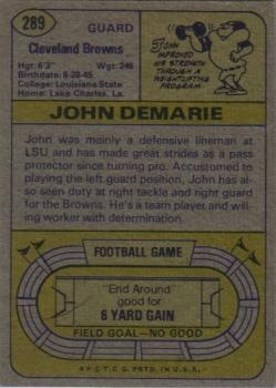 1974 Topps #289 John DeMarie Back