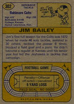 1974 Topps #302 Jim Bailey Back