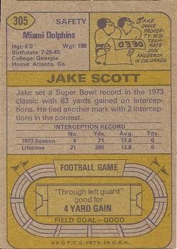 1974 Topps #305 Jake Scott Back