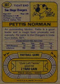 1974 Topps #307 Pettis Norman Back
