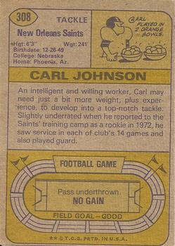1974 Topps #308 Carl Johnson Back
