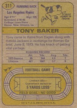 1974 Topps #311 Tony Baker Back