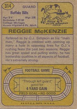 1974 Topps #314 Reggie McKenzie Back