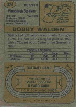 1974 Topps #324 Bobby Walden Back