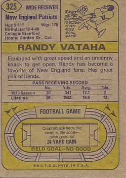 1974 Topps #325 Randy Vataha Back