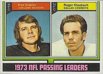 1974 Topps #329 1973 NFL Passing Leaders (Ken Stabler / Roger Staubach) Front