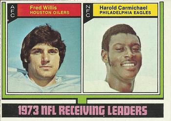 1974 Topps #330 1973 NFL Receiving Leaders (Fred Willis / Harold Carmichael) Front