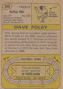 1974 Topps #346 Dave Foley Back