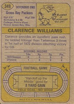 1974 Topps #349 Clarence Williams Back