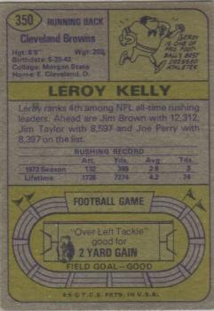 1974 Topps #350 Leroy Kelly Back