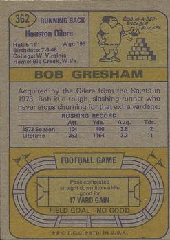 1974 Topps #362 Bob Gresham Back