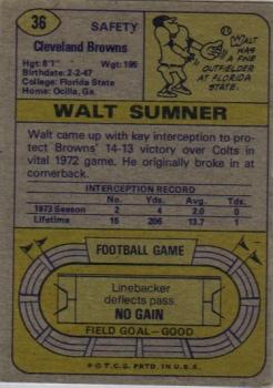 1974 Topps #36 Walt Sumner Back