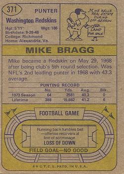 1974 Topps #371 Mike Bragg Back