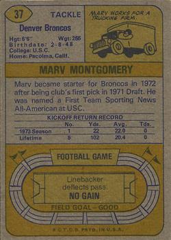 1974 Topps #37 Marv Montgomery Back