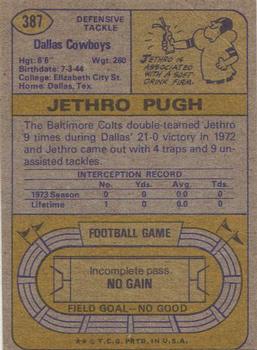 1974 Topps #387 Jethro Pugh Back