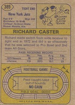 1974 Topps #389 Richard Caster Back