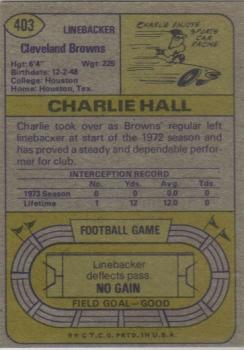 1974 Topps #403 Charlie Hall Back