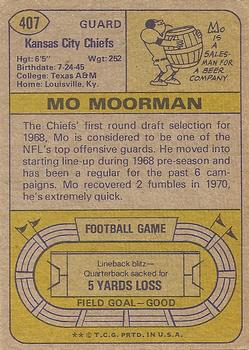 1974 Topps #407 Mo Moorman Back