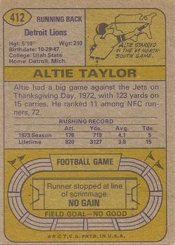 1974 Topps #412 Altie Taylor Back