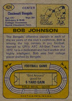 1974 Topps #424 Bob Johnson Back
