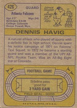 1974 Topps #426 Dennis Havig Back