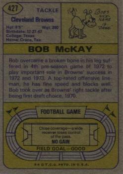 1974 Topps #427 Bob McKay Back