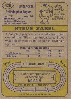 1974 Topps #428 Steve Zabel Back