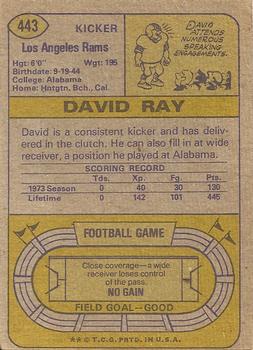 1974 Topps #443 David Ray Back
