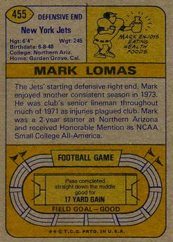 1974 Topps #455 Mark Lomas Back