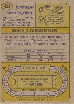 1974 Topps #459 Mike Livingston Back