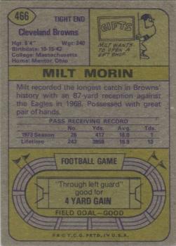 1974 Topps #466 Milt Morin Back