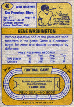 1974 Topps #46 Gene Washington Back