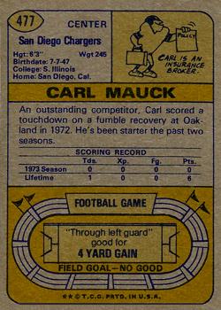1974 Topps #477 Carl Mauck Back