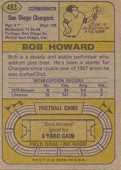 1974 Topps #483 Bob Howard Back