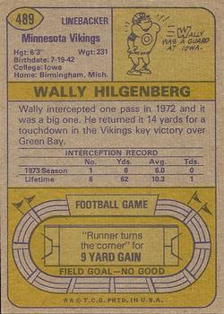 1974 Topps #489 Wally Hilgenberg Back
