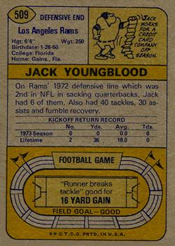 1974 Topps #509 Jack Youngblood Back