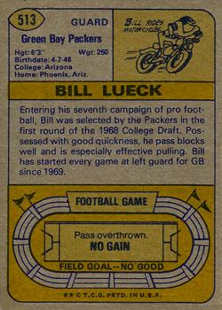 1974 Topps #513 Bill Lueck Back