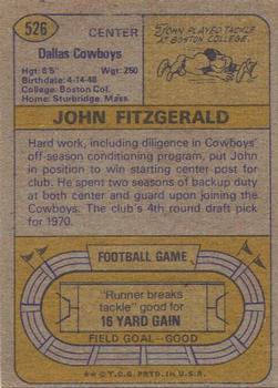 1974 Topps #526 John Fitzgerald Back