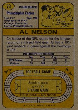 1974 Topps #73 Al Nelson Back