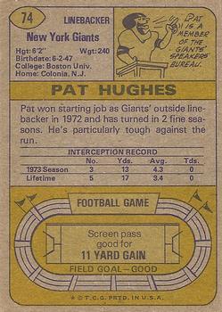 1974 Topps #74 Pat Hughes Back