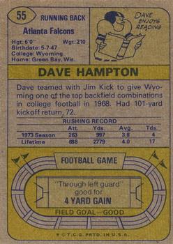 1974 Topps #55 Dave Hampton Back