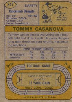 1974 Topps #347 Tommy Casanova Back