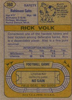 1974 Topps #360 Rick Volk Back